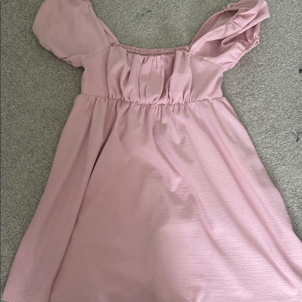 SHEIN Pink Off-the-Shoulder Flutter Sleeve Mini Sundress